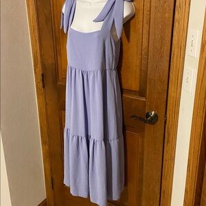 See You Monday Los Angeles Crepe Tiered Dress Periwinkle Garden BOHO Size